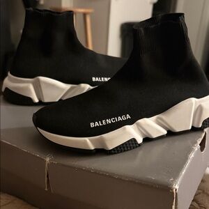 Balenciaga Black and White Sock Sneakers